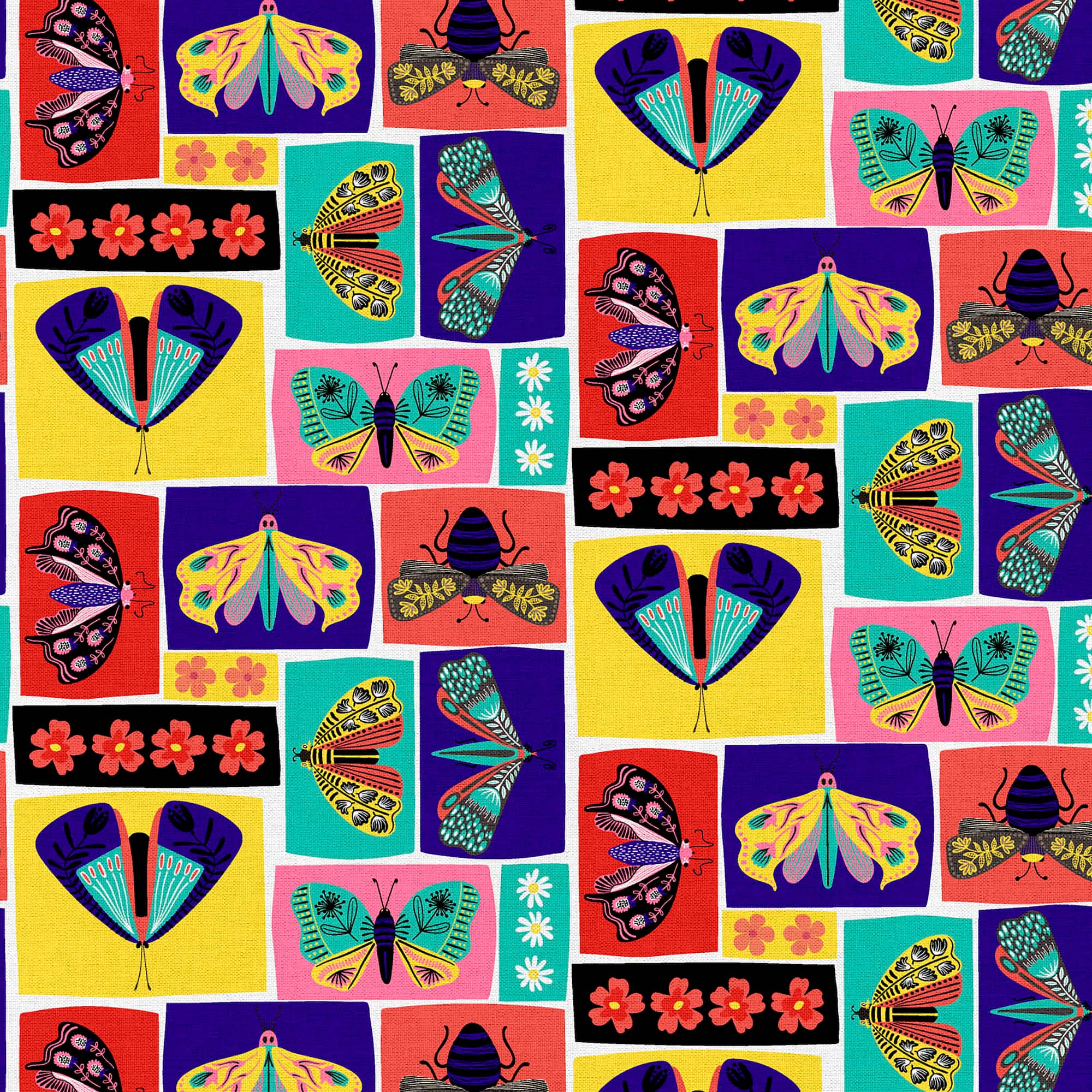 Fabric Editions Multicolor Bug Out Patch Cotton Fabric